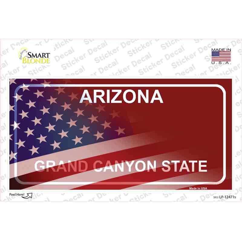 LP-12471s-M Arizona Half American Flag Novelty Sticker Decal - Medium