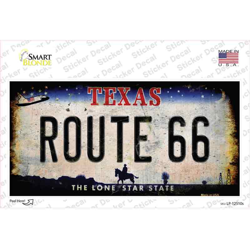LP-12510s-M Route 66 Texas Novelty Sticker Decal - Medium