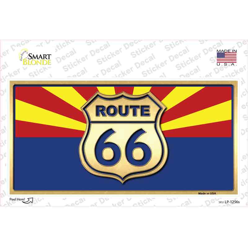 LP-1256s-M Route 66 Arizona State Flag Novelty Sticker Decal - Medium