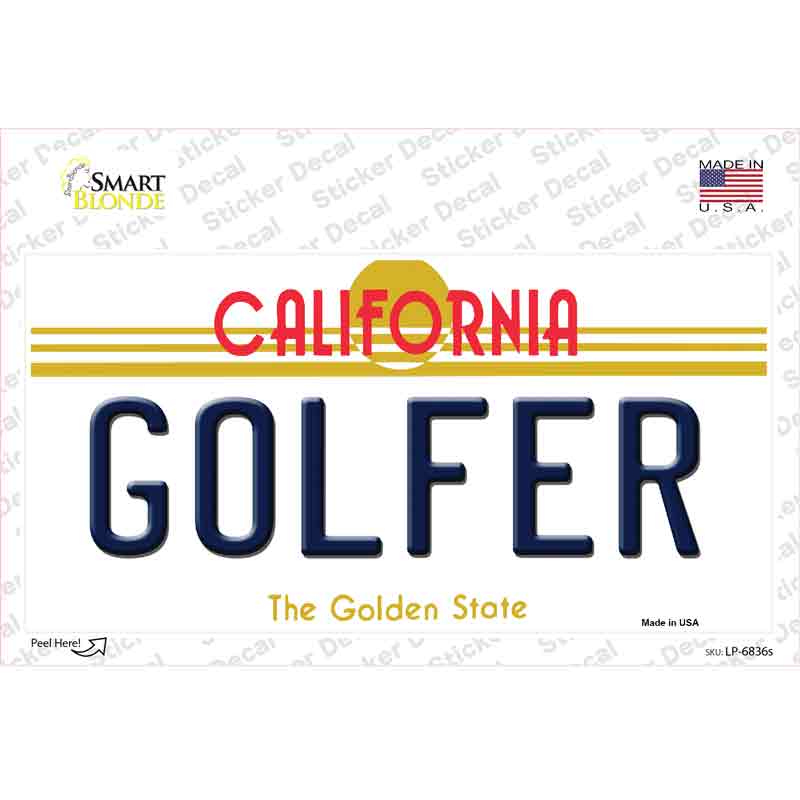 LP-6836s-M Golfer California Novelty Sticker Decal - Medium