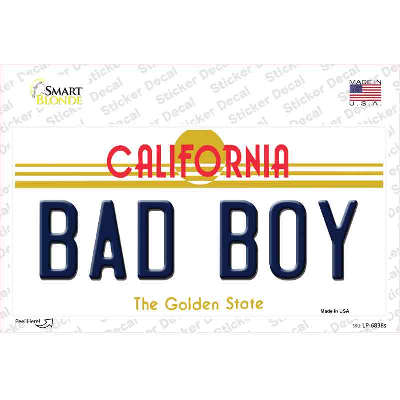 LP-6838s-M Bad Boy California Novelty Sticker Decal - Medium