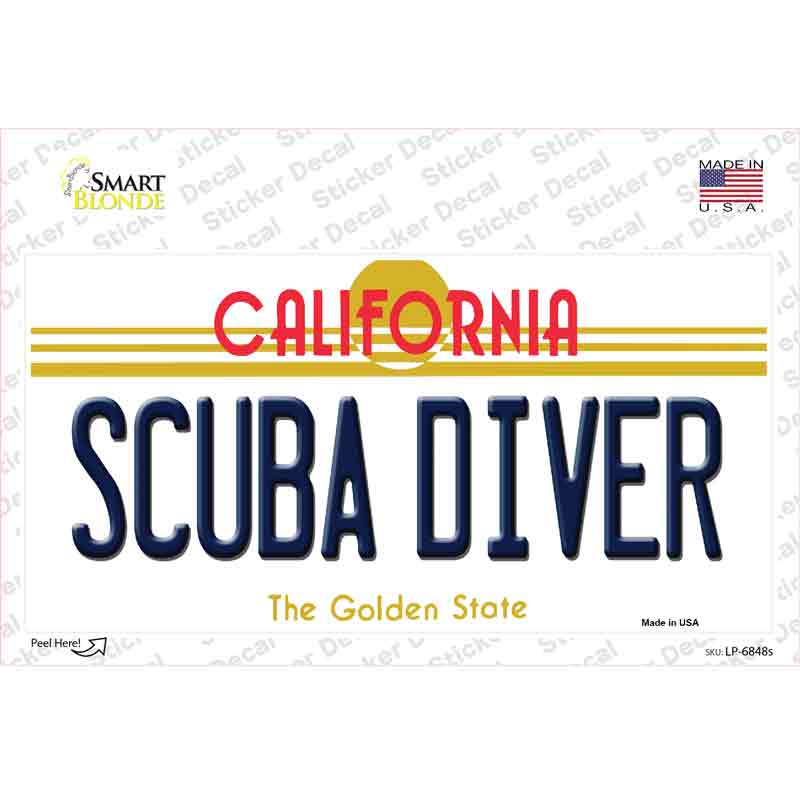 LP-6848s-M Scuba Diver California Novelty Sticker Decal - Medium