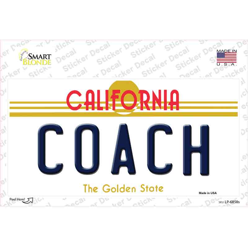 LP-6858s-M Coach California Novelty Sticker Decal - Medium