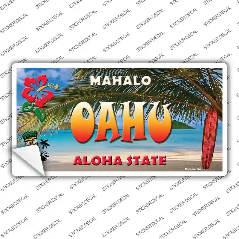 LP-7829s-L Oahu Hawaii State Novelty Sticker Decal - Large