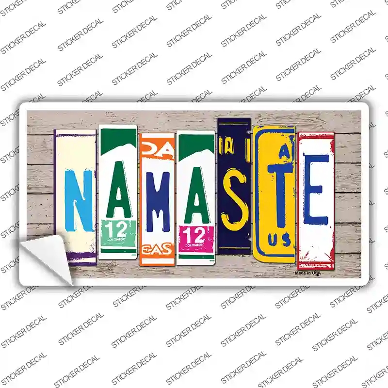 LP-7944s-S Namaste Wood Art Novelty Sticker Decal - Small