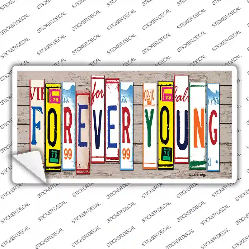 LP-7949s-L Forever Young Wood Art Novelty Sticker Decal - Large