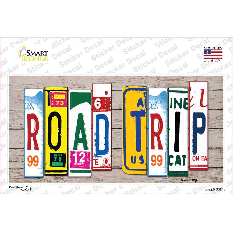 LP-7951s-M Road Trip Wood Art Novelty Sticker Decal - Medium