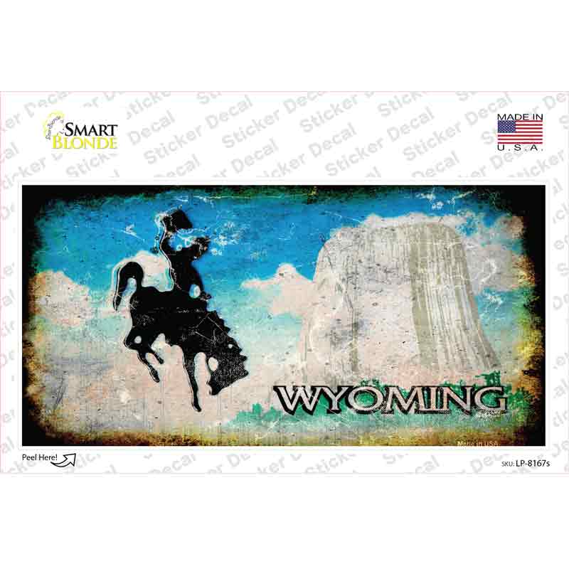 LP-8167s-M Wyoming State Rusty Novelty Sticker Decal - Medium