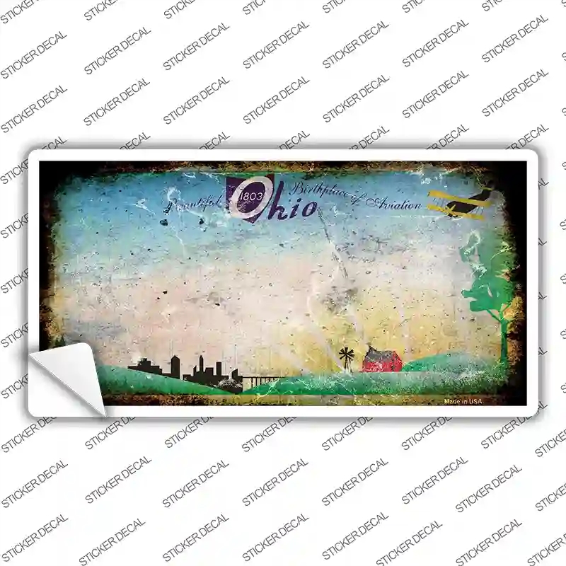 LP-8193s-L Ohio State Rusty Background Novelty Sticker Decal - Large