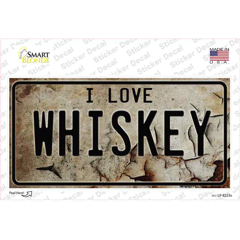 LP-8223s-M I Love Whiskey Novelty Sticker Decal - Medium