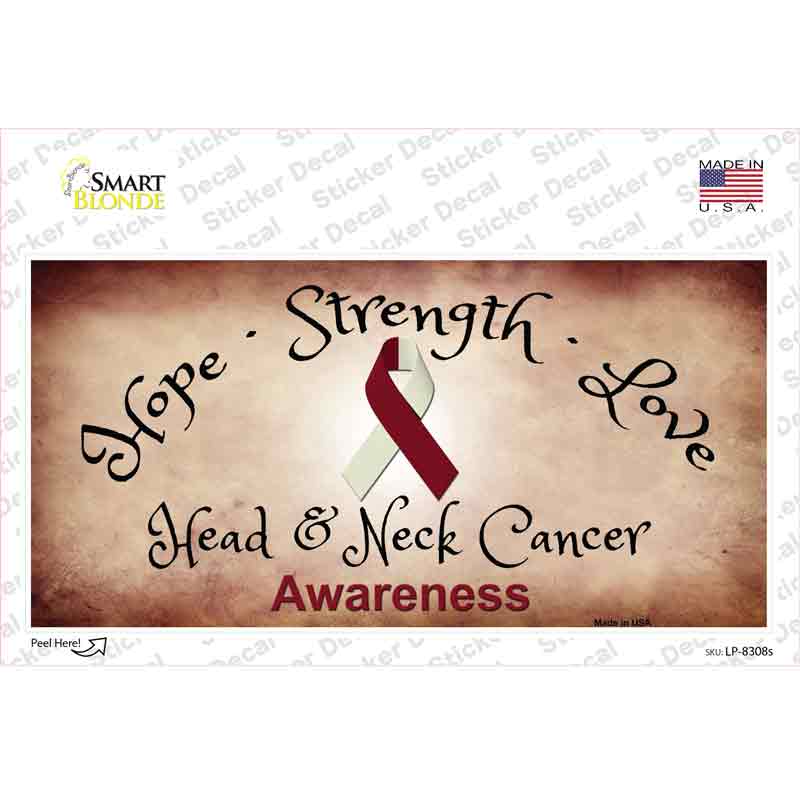 LP-8308s-M Head & Neck Cancer Ribbon Novelty Sticker Decal - Medium