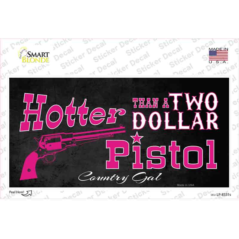 LP-8331s-M Two Dollar Pistol Novelty Sticker Decal - Medium