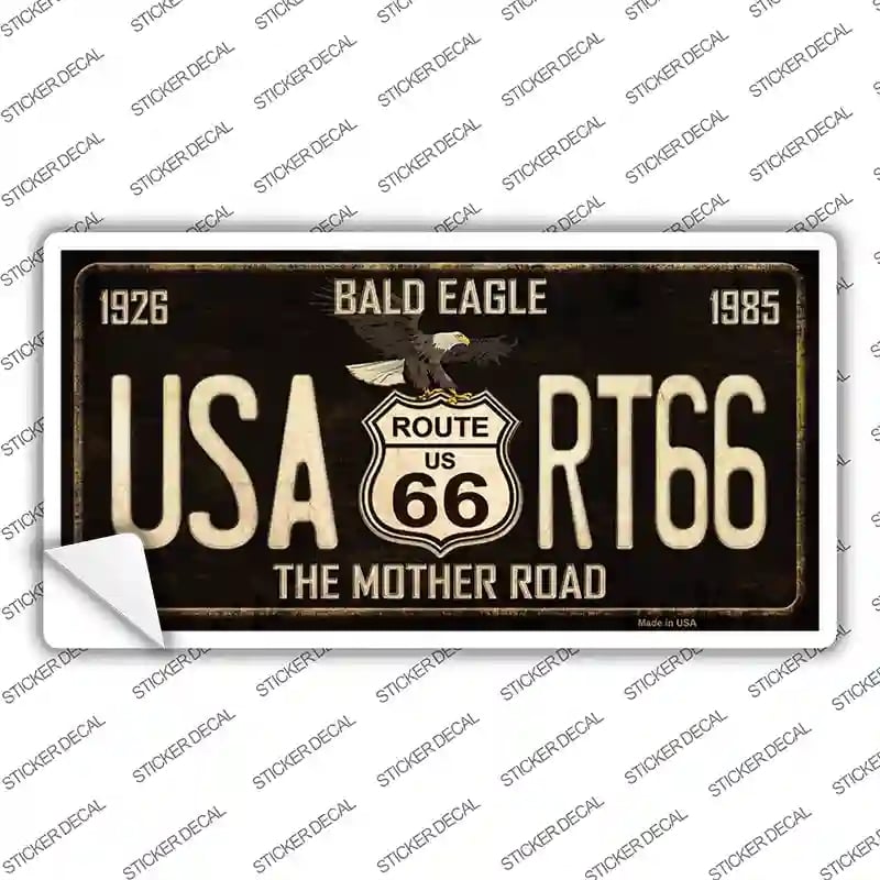 LP-8776s-S Bald Eagle Route 66 Novelty Sticker Decal - Small