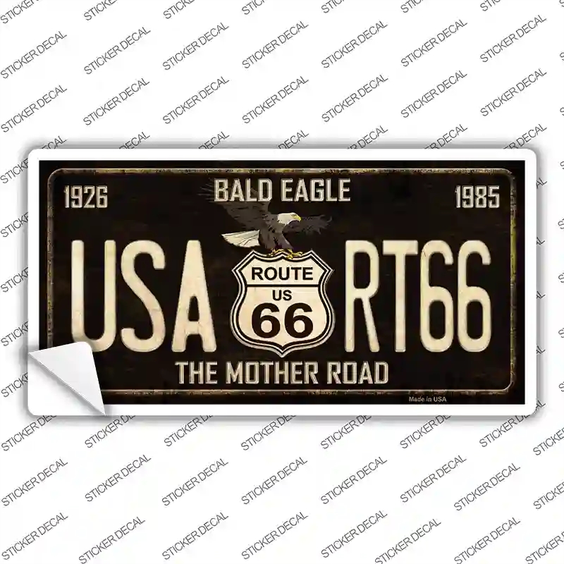 LP-8776s-XL Bald Eagle Route 66 Novelty Sticker Decal - Extra Large