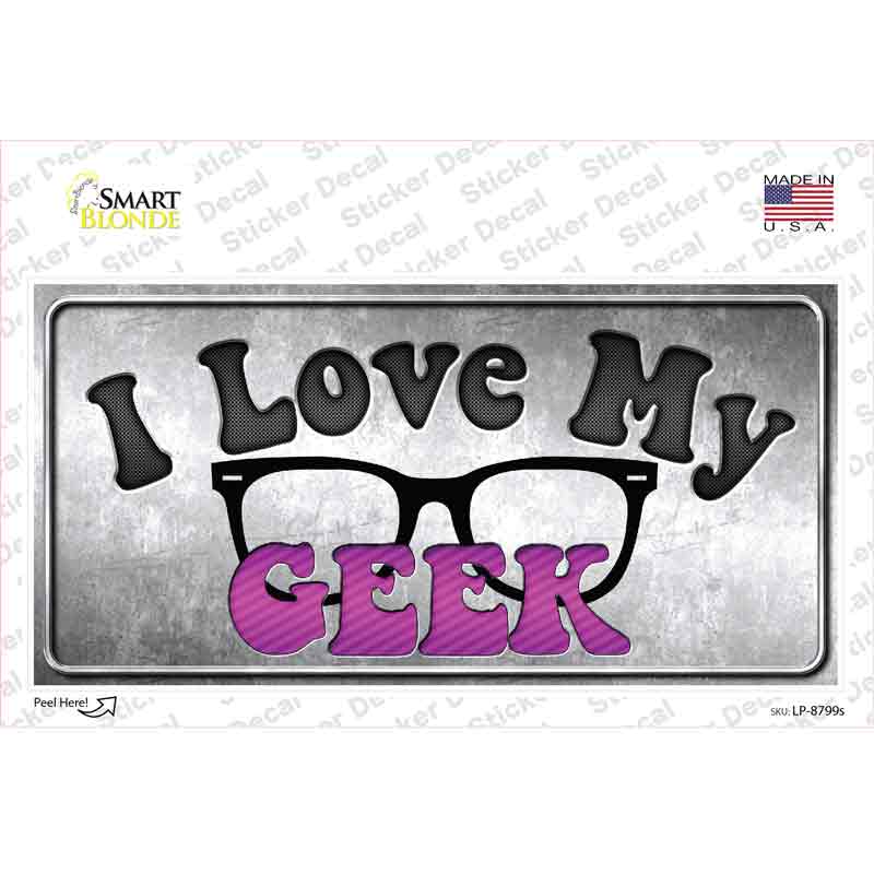 LP-8799s-M I Love My Geek Pink Novelty Sticker Decal - Medium