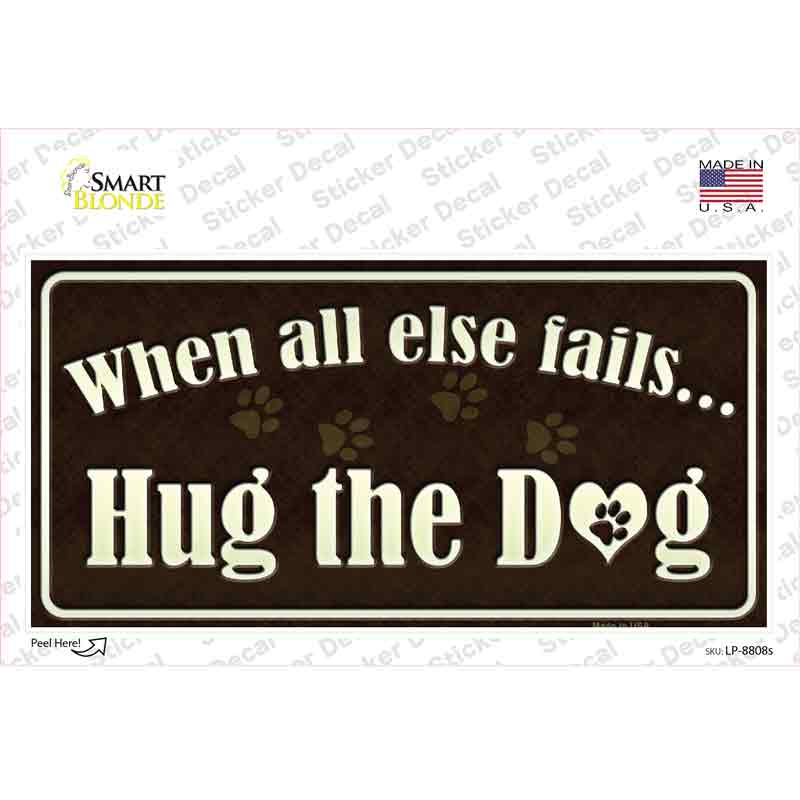 LP-8808s-M Hug the Dog Novelty Sticker Decal - Medium