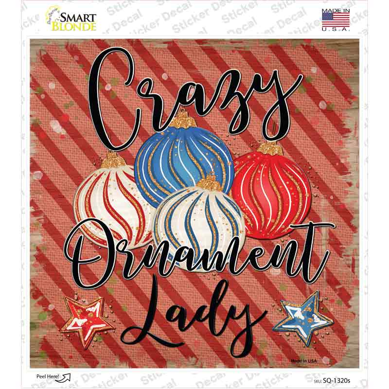 SQ-1320s-M Crazy Ornament Lady Novelty Square Sticker Decal - Medium
