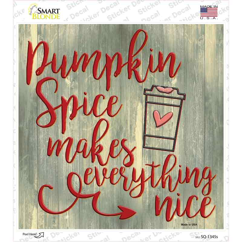 SQ-1345s-M Pumpkin Spice Makes Everything Nice Novelty Square Sticker Decal - Medium