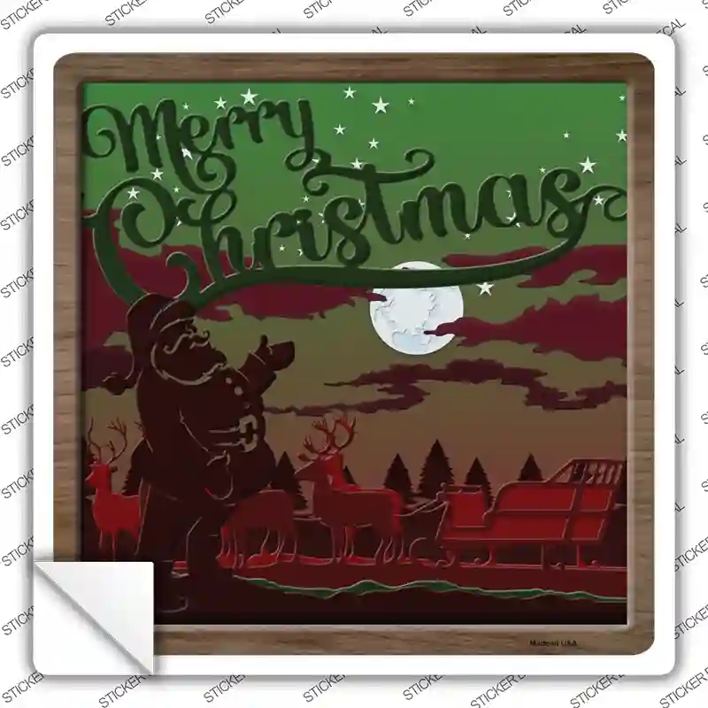 SQ-1354s-XL Merry Christmas Shadow Box Novelty Square Sticker Decal - Extra Large