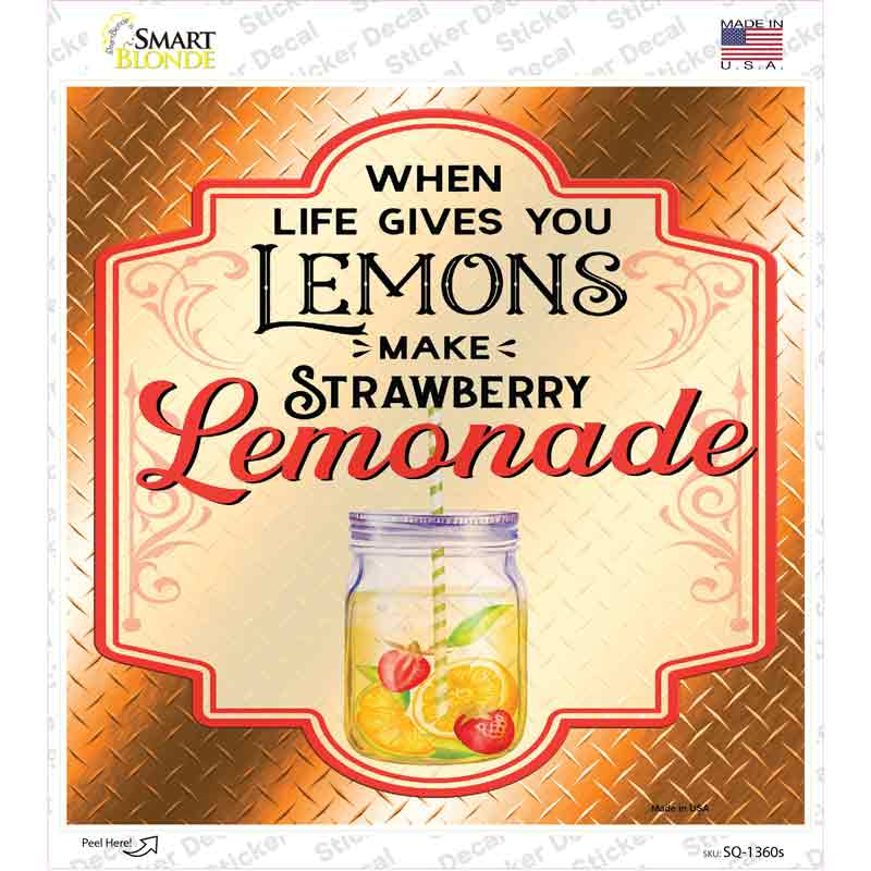 SQ-1360s-M Make Strawberry Lemonade Orange Novelty Square Sticker Decal - Medium