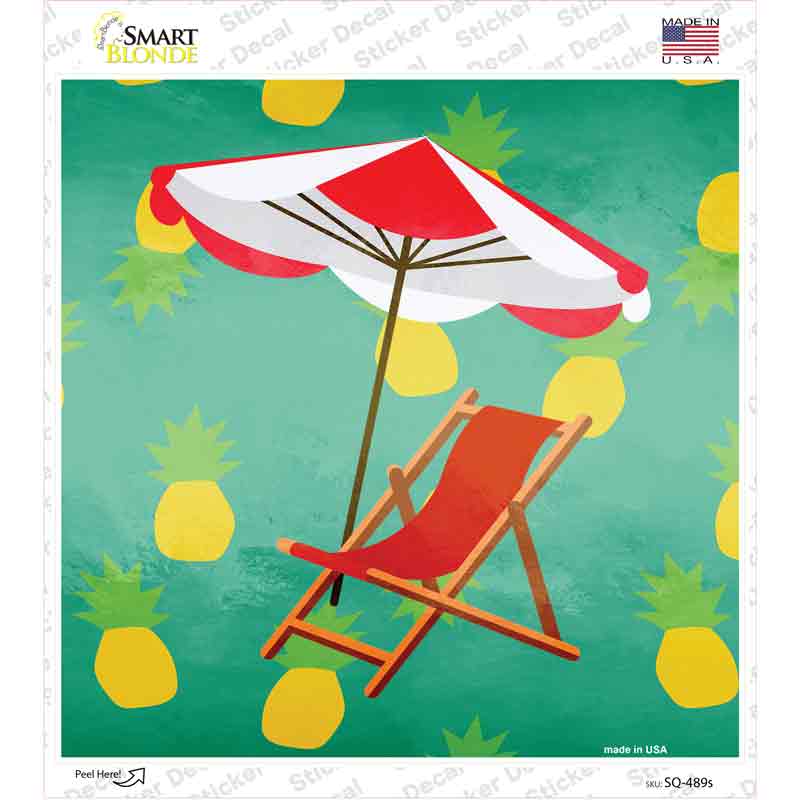 SQ-489s-M Chair & Umbrella Novelty Square Sticker Decal - Medium
