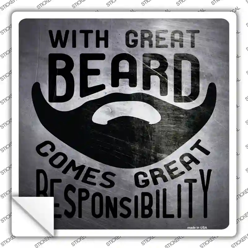 SQ-495s-S With Great Beard Novelty Square Sticker Decal - Small