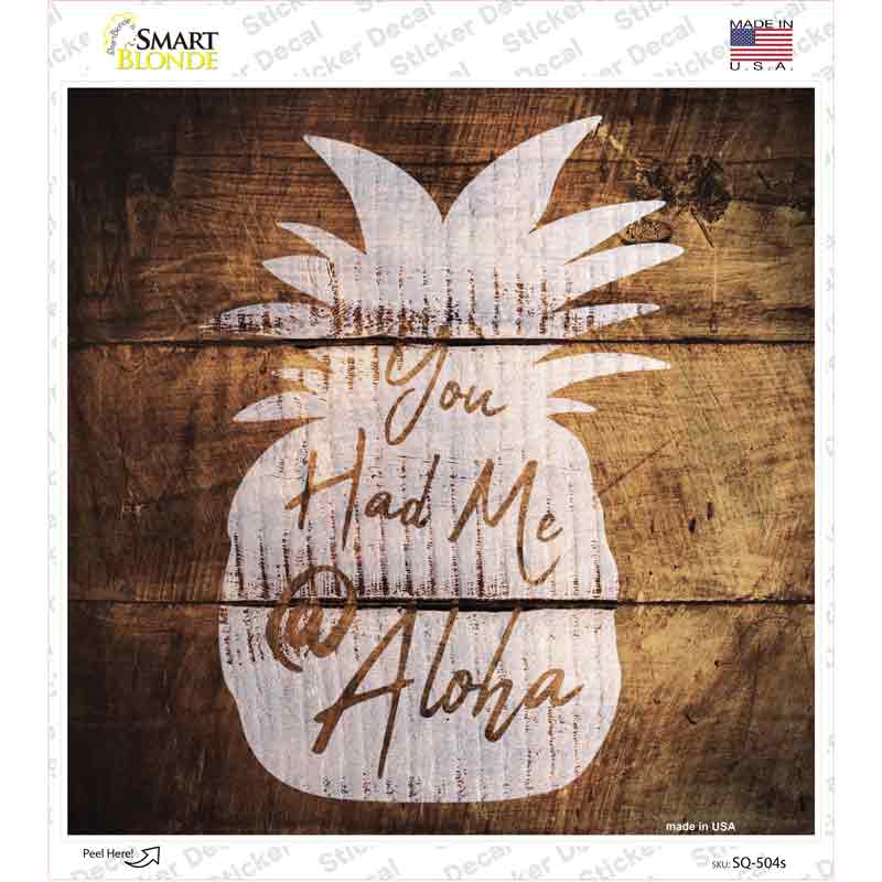 SQ-504s-M You Had Me At Aloha Painted Stencil Novelty Square Sticker Decal - Medium