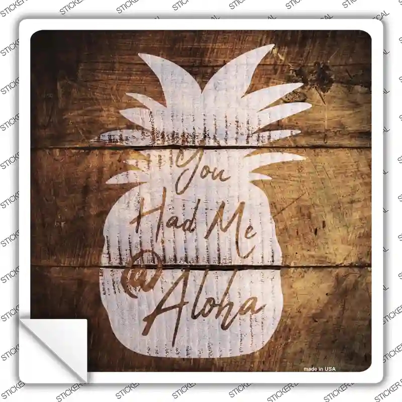 SQ-504s-S You Had Me At Aloha Painted Stencil Novelty Square Sticker Decal - Small