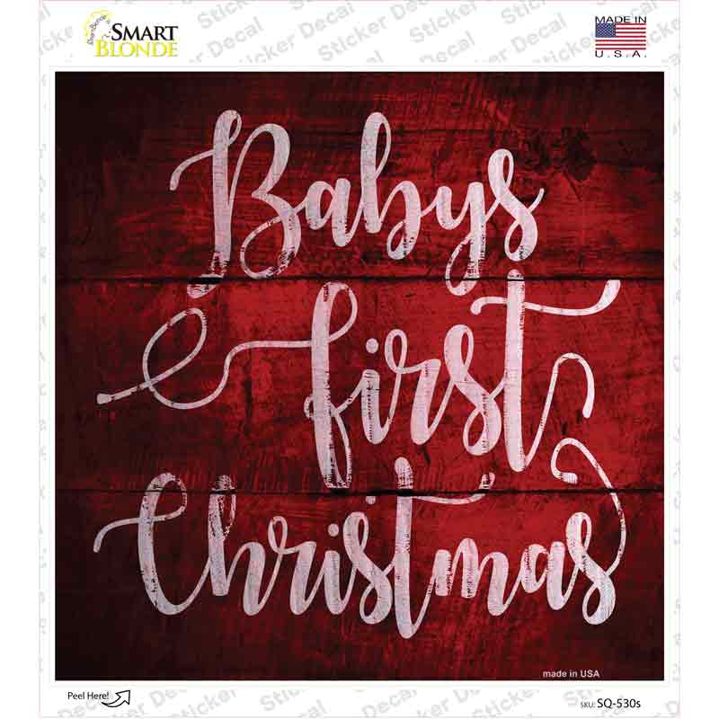 SQ-530s-M Babys First Christmas Novelty Square Sticker Decal - Medium