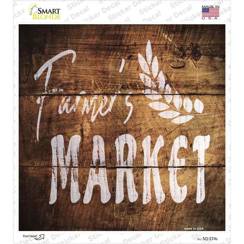 SQ-574s-M Farmers Market Novelty Square Sticker Decal - Medium