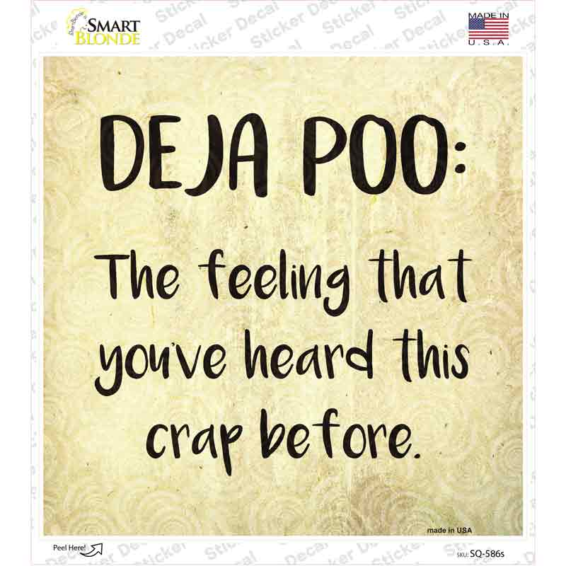 SQ-586s-M Deja Poo Definition Novelty Square Sticker Decal - Medium