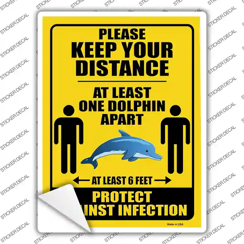 P-3415s-XL One Dolphin Apart Novelty Rectangle Sticker Decal - Extra Large