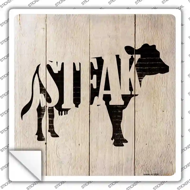 SQ-648s-S Cows Make Steak Novelty Square Sticker Decal - Small