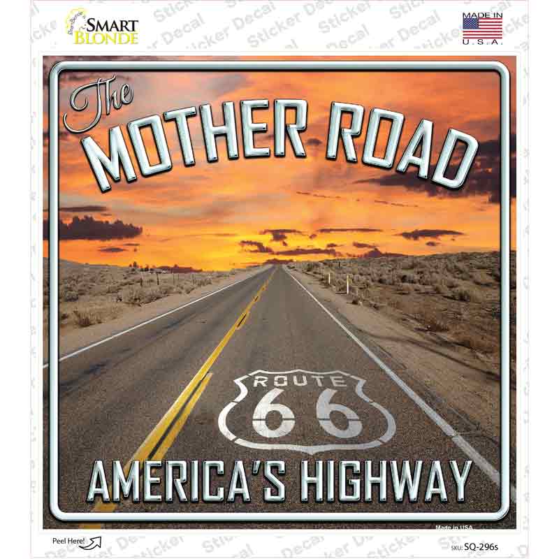SQ-296s-M The Mother Road Novelty Square Sticker Decal - Medium