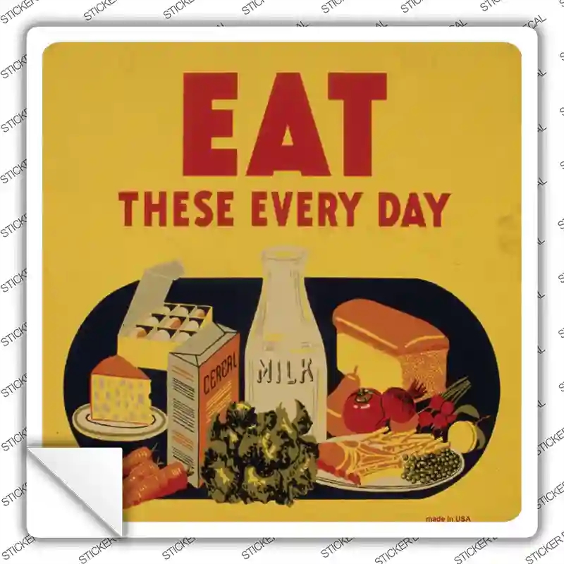 SQ-342s-L Eat These Everyday Novelty Square Sticker Decal - Large