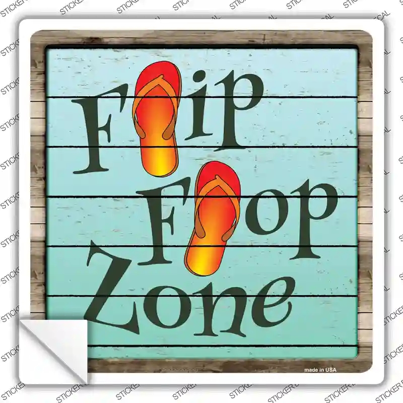 SQ-404s-S Flip Flop Zone Novelty Square Sticker Decal - Small