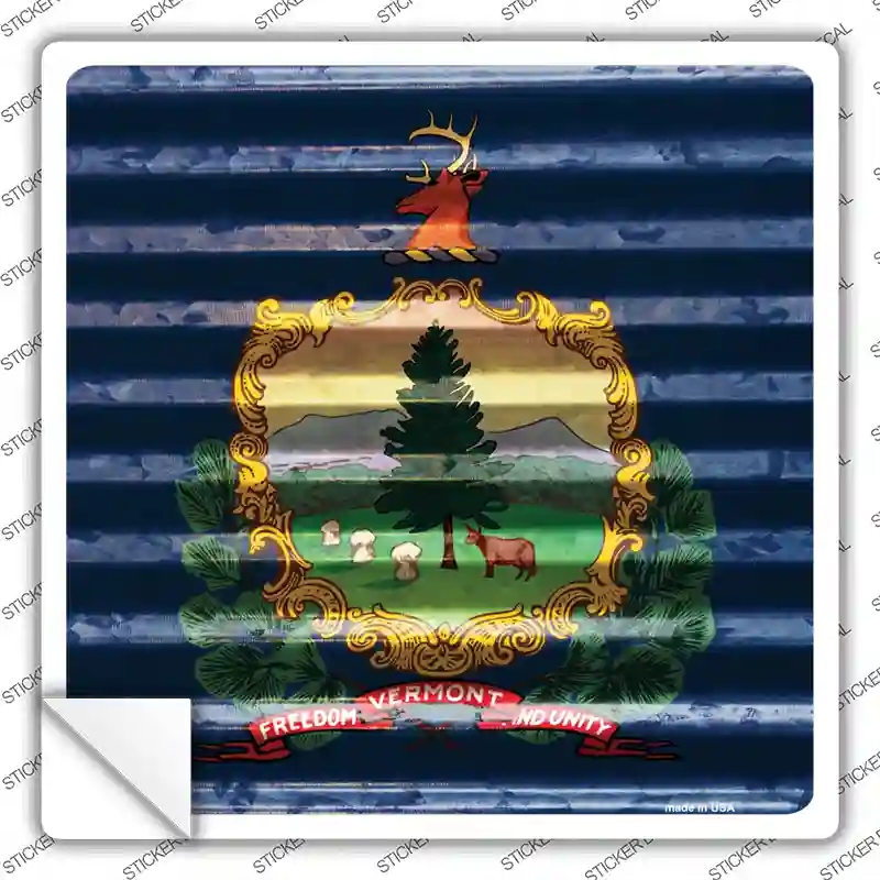 SQ-469s-L Vermont Flag Corrugated Effect Novelty Square Sticker Decal - Large