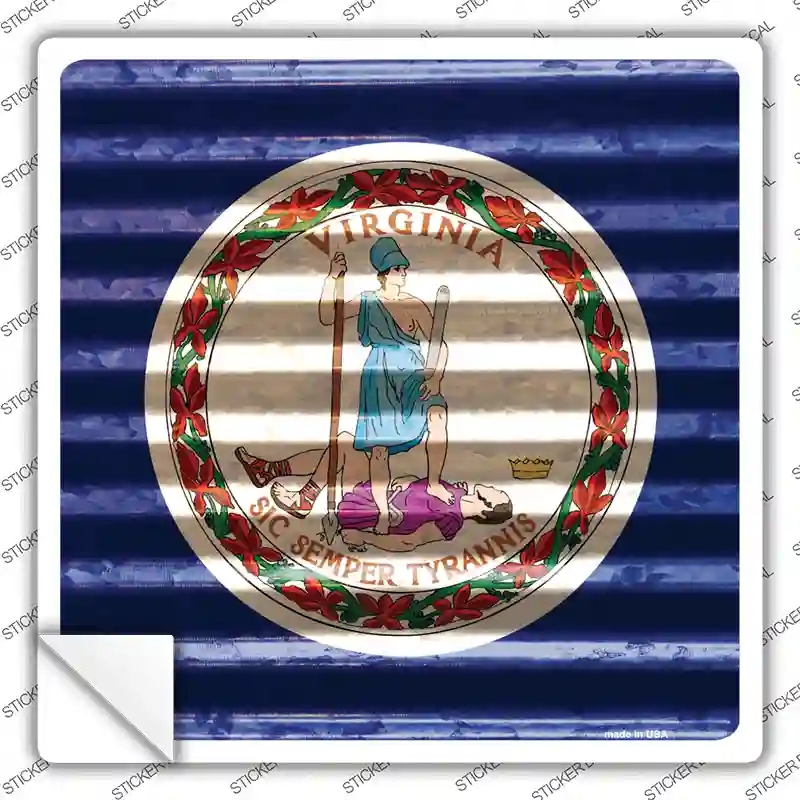 SQ-470s-L Virginia Flag Corrugated Effect Novelty Square Sticker Decal - Large