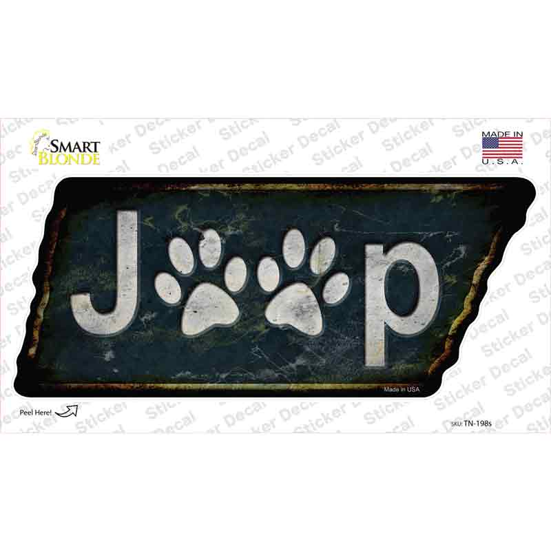 TN-198s-M J-P Paws Novelty Rusty Tennessee Shape Sticker Decal - Medium