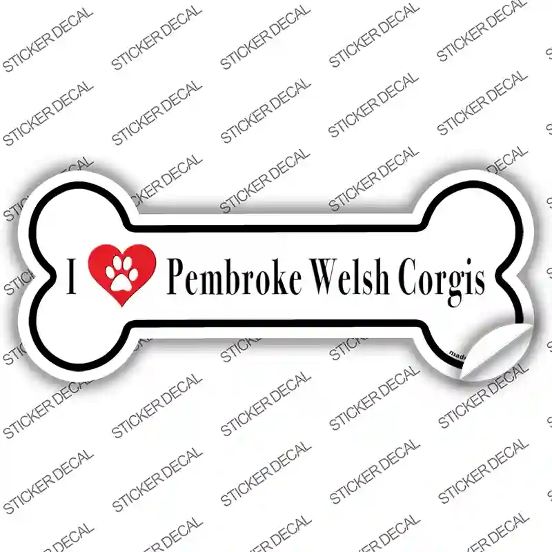 B-139s-S I Love Corgis Novelty Bone Sticker Decal - Small