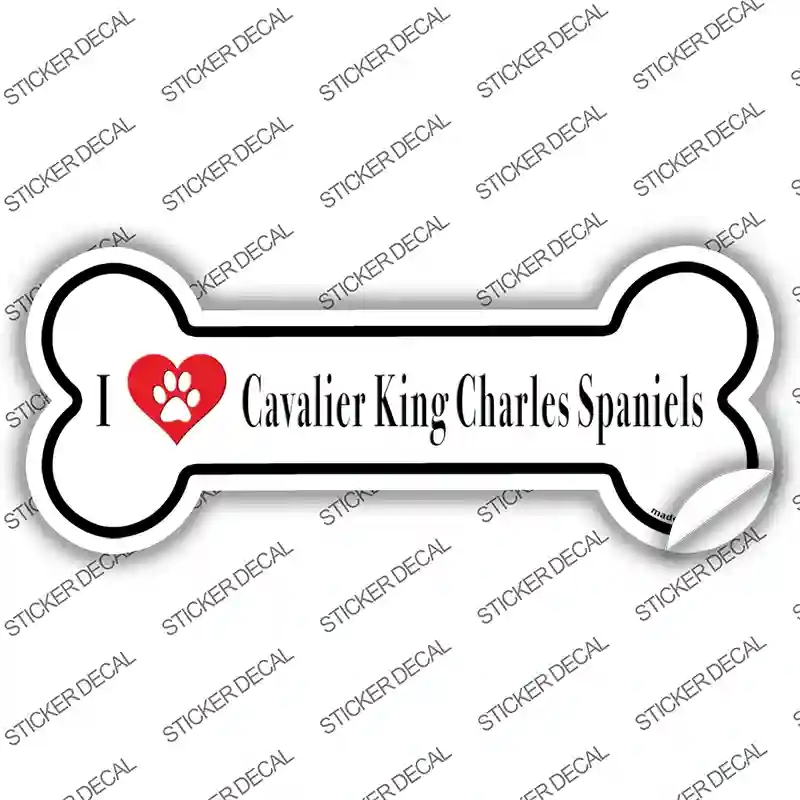 B-149s-L I Love Charles Spaniels Novelty Bone Sticker Decal - Large