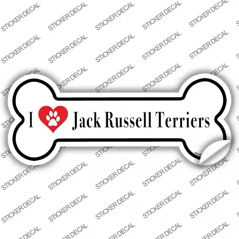 B-157s-L I Love Jack Russell Terriers Novelty Bone Sticker Decal - Large