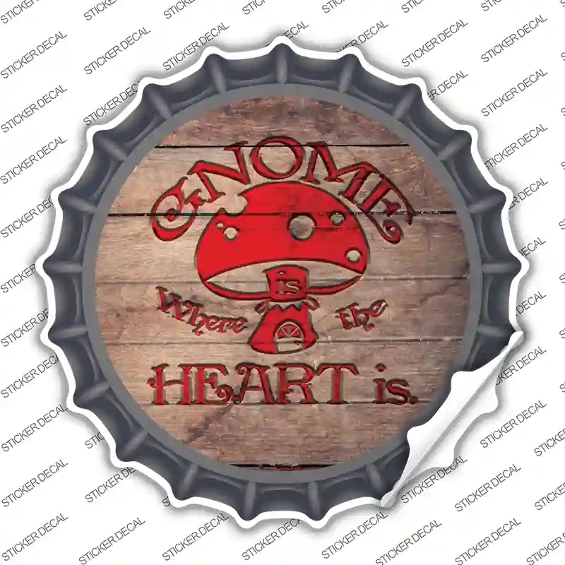 BC-1006s-S Gnome Where Home is Red Novelty Bottle Cap Sticker Decal - Small