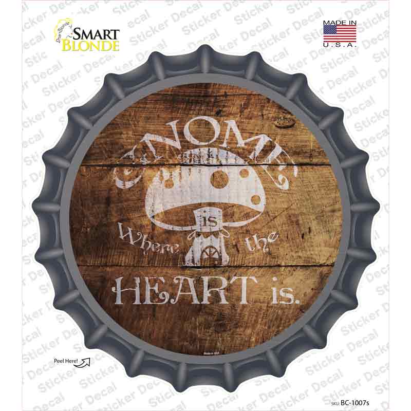 BC-1007s-M Gnome Where Home is Novelty Bottle Cap Sticker Decal - Medium