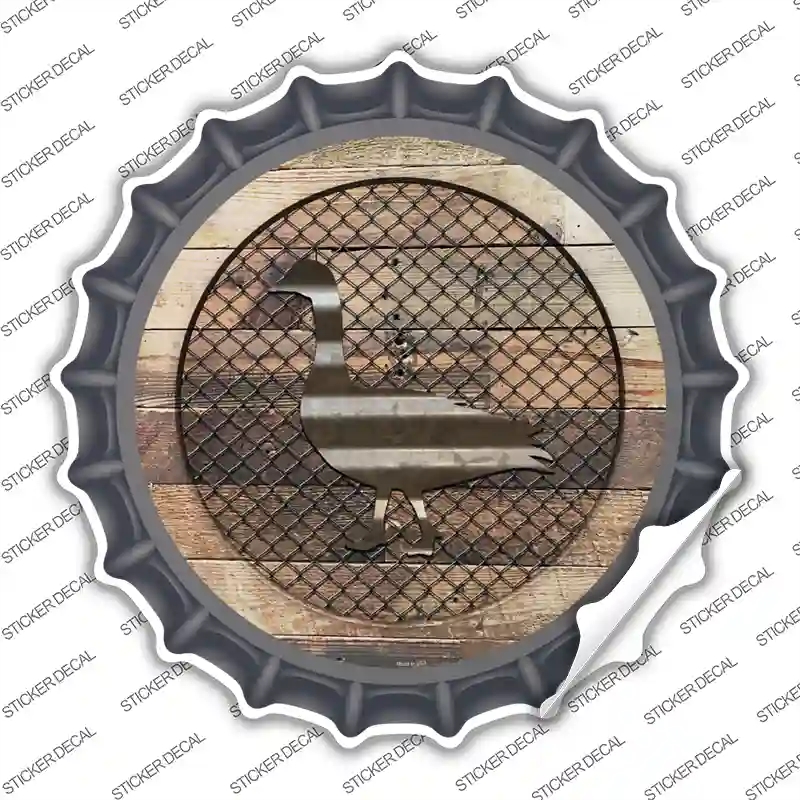 BC-1023s-S Duck on Wood Novelty Bottle Cap Sticker Decal - Small