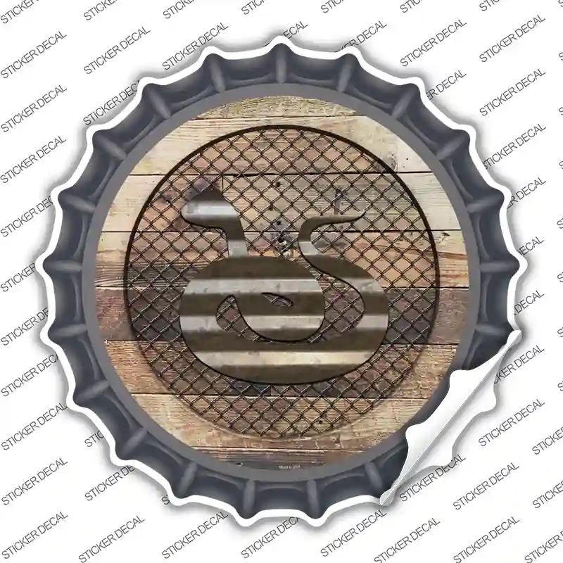 BC-1028s-S Snake on Wood Novelty Bottle Cap Sticker Decal - Small