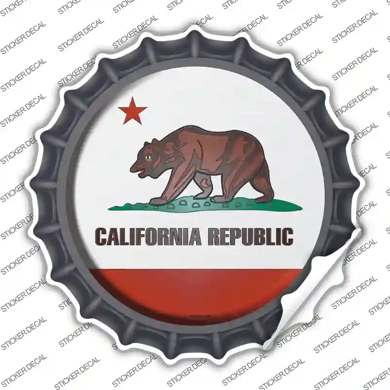 BC-104s-XL California State Flag Novelty Bottle Cap Sticker Decal - Extra Large