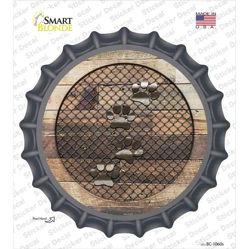 BC-1060s-M Dog Paws on Wood Novelty Bottle Cap Sticker Decal - Medium