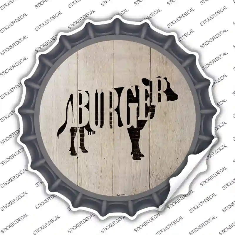 BC-1063s-L Cows Make Burgers Novelty Bottle Cap Sticker Decal - Large
