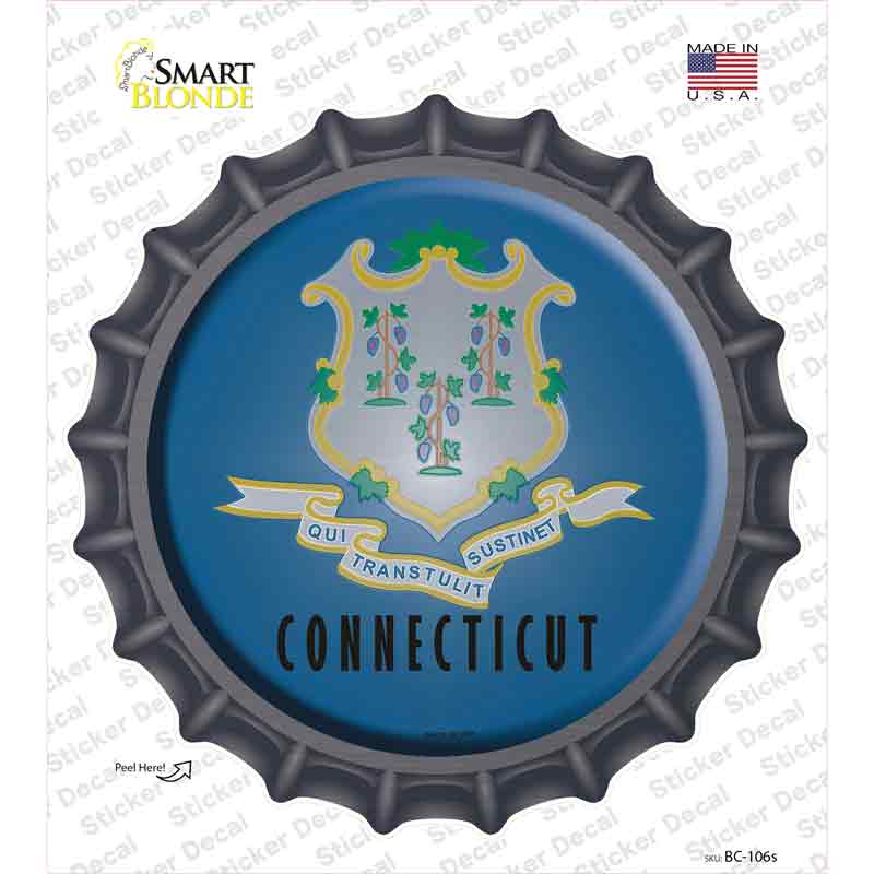 BC-106s-M Connecticut State Flag Novelty Bottle Cap Sticker Decal - Medium